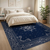 Navy Starry Mandala Lotus Rug