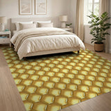 Luxe Gold Hexagon Geometric Area Rug