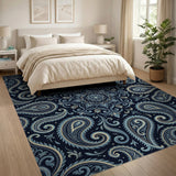 Navy Paisley Mandala Area Rug
