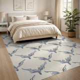 Blue Feather Trellis Area Rug