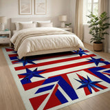 Patriotic Blue Star Striped Area Rug