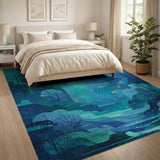 Teal Underwater Depths Dolphin Area Rug