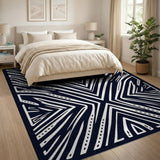 Bold Black White Geometric Zigzag Geometric Modern Area Rug