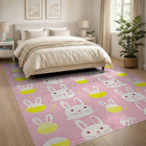 Cute Pink Bunny Easter Egg Kids Area Rug