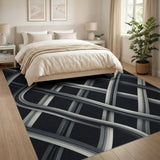 Modern Grey Interwoven Wave Area Rug