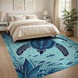 Teal Sea Turtle Underwater Area Rug