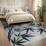 Zen Bamboo Mist Black White Area Rug