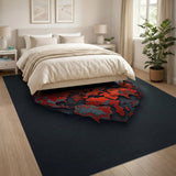Red Fractured World Map Heart Area Rug