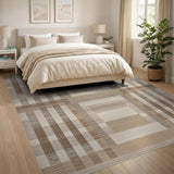 Geometric Modern Beige Geometric Grid Woven Area Rug