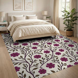 Purple Purple Floral Vine Area Rug
