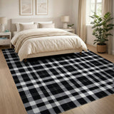 Black and White Bold Black White Plaid Area Rug