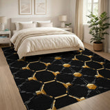 Black Gold Hexagon Geometric Area Rug