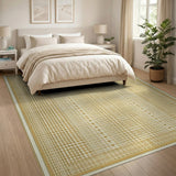Gold Geometric Grid Heart Area Rug