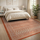 Terracotta Geometric Heritage Tribal Rug