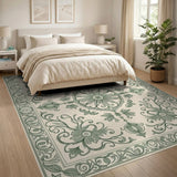 Ornate Sage Green Floral Persian Area Rug