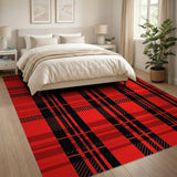 Geometric Modern Red Bold Red Black Buffalo Plaid Area Rug