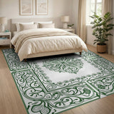 Intricate Green Persian Medallion Rug