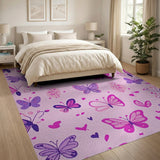 Whimsical Pink Butterfly Heart Area Rug