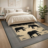 Tribal Elephant Silhouette Area Rug