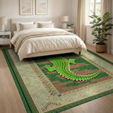 Vibrant Green Gecko Persian Area Rug