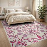 Ornate Pink Floral Persian Traditional Persian Area Rug
