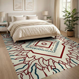 Red Blue Geometric Heritage Tribal Rug