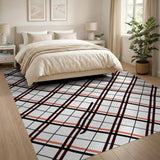 Coral Charcoal Plaid Geometric Area Rug