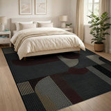 Abstract Geometric Halftone Area Rug in Grey Red