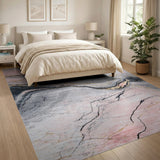 Pink Gold Vein Marble Abstract Area Rug