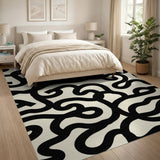 ODIKA Modern Abstract Swirl Washable Area Rug - Low Pile, Non-Slip & Pet Friendly
