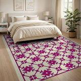 Purple Lattice Floral Area Rug