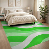 Green Wave Geometric Area Rug