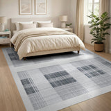 Black and White Black White Grid Woven Area Rug