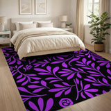 Purple Leaf Vine Silhouette Area Rug