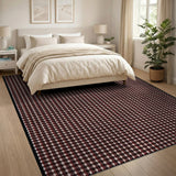 Bold Red Black Plaid Woven Area Rug