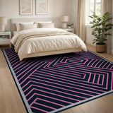 Bold Geometric Black Pink Area Rug