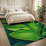Vibrant Green Banana Leaf Area Rug