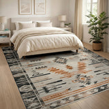 Southwestern Geometric Area Rug in Rust Black Beige