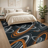 Cosmic Saturn Rings Geometric Area Rug