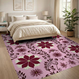 Vintage Pink Poinsettia Damask Area Rug