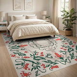 Red Floral Medallion Vintage Area Rug