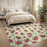 Rose Pink Rose Floral Vintage Area Rug