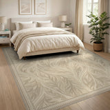 Beige Swirling Leaf Vintage Area Rug