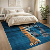 Modern Geometric Tiger Blue Area Rug