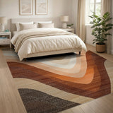 Washable Retro Wavy Earth Tone Area Rug