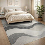Grey Modern Grey Wave Abstract Area Rug