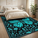 Teal Butterfly Foliage Area Rug