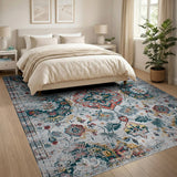 Distressed Multi-Color Persian Medallion Area Rug