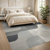 Black and White Modern Geometric Abstract Area Rug