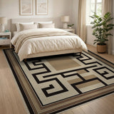 Beige Greek Key Labyrinth Area Rug